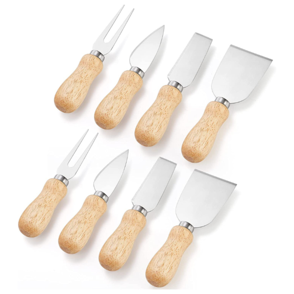 "Cheese Knives Set of 8", "Cheese Serving Tools", "High-Quality Cheese Accessories", "Cheese Lover Gift Idea"