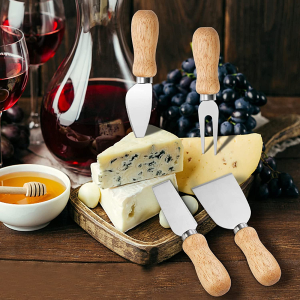 "Cheese Knives Set of 8", "Cheese Serving Tools", "High-Quality Cheese Accessories", "Cheese Lover Gift Idea"