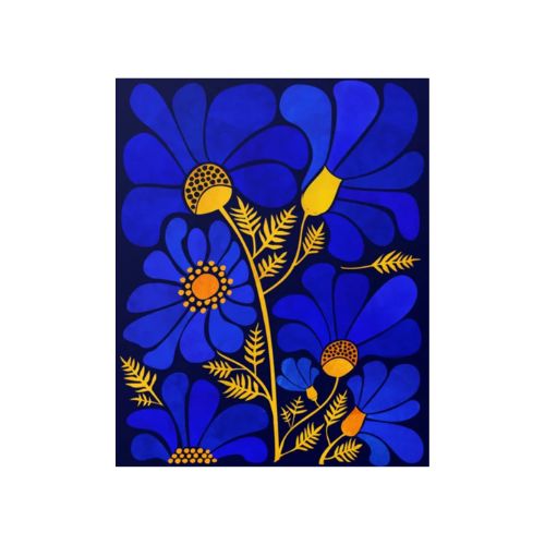 Blue and Yellow Floral Art. Recommendations from Society 6, small business.
