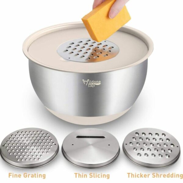Stainless Steel Mixing Bowls with Grater Attachments. Recommendations from Amazon.