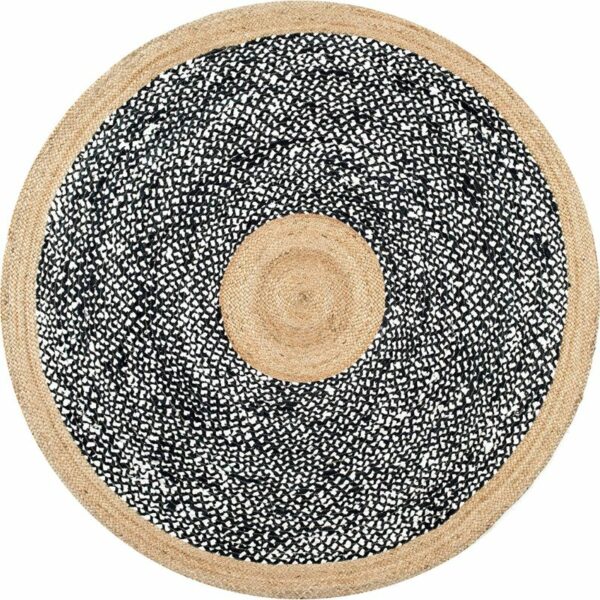 Natural Jute Black & White Rug, Round, no background. Recommendations from Amazon.